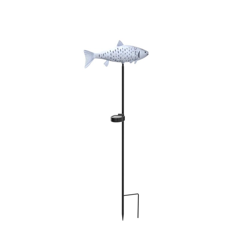KAIXOXIN Solar Garden Lights Metal Fish Decorative Stake for Outdoor Patio Yard Decorations,Warm White LED Solar Path Lights (Silver-2) - Image 4